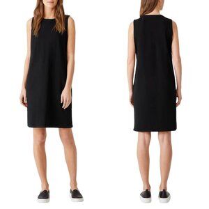 NEW Eileen Fisher Sleeveless Organic Cotton Jersey Mini Dress in Black Sz. MP